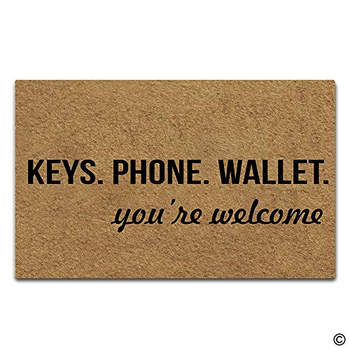 Artswow Funny Door Mat Entrance Floor Mat Keys Phone Wallet You're Welcome Doormat