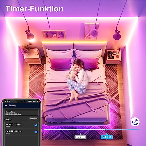 VKH LED Strip 5m, LED Streifen 5m Selbstklebend Bluetooth RGB LED Band mit Fernbedienung und APP, LED Lichterkette LED Beleuchtung Leds für Zimmer Gaming Party