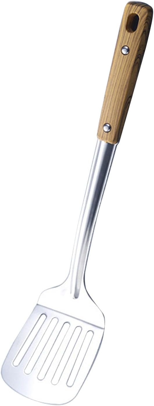 Stainless Steel Turner Wood Grain Handle Cooking Spatula Heat Resistant Kitchen Utensil Fry Shovel