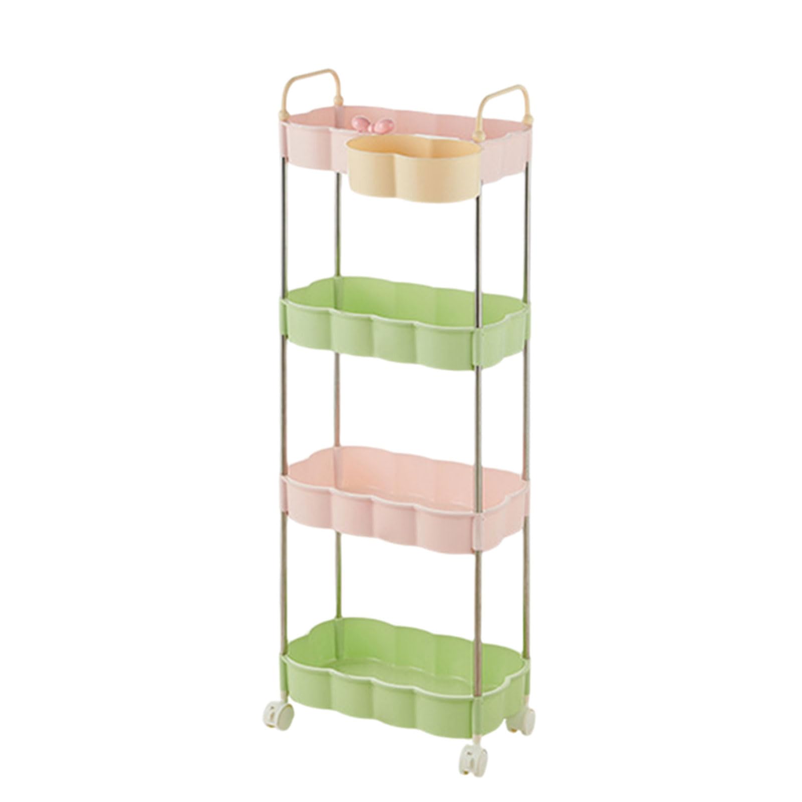 Portable 2/3 / 4 Shelves Utility Cart with Large Capacity Baskets and Lockable for Home Laundry Room Storage Snacks Storage Rack
