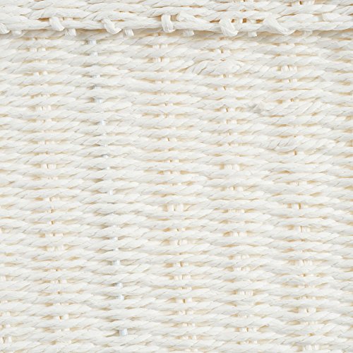 Household Essentials Natural Rim Oval Set Paper Rope And Seagrass (2 Piece) Small Wicker Basket, White #TOP3
