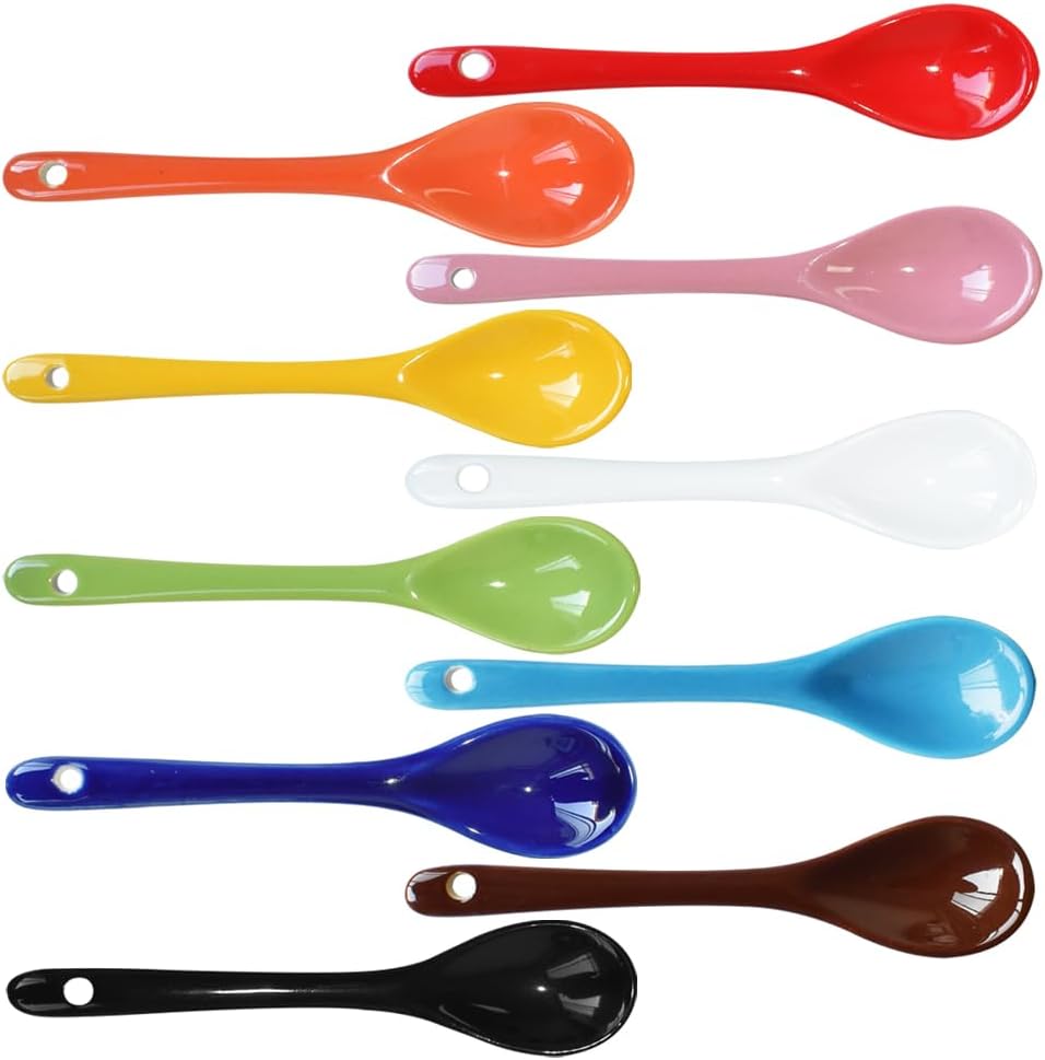 10 Color Porcelain Egg Spoons Ceramic Spoons 5 inch Coffee Dessert Yogurt Tea Milky Tea