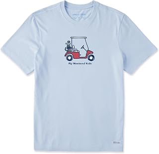 Life is Good. Men's My Weekend Ride Golf SS Crusher Tee, Glacier Blue, Large