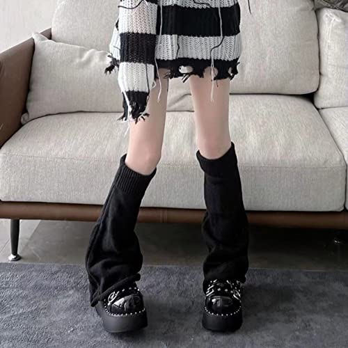 Image of WODECASA Girls Kawaii Leg Warmers Knitted Flared Leg Sleeves Goth Crochet Baggy Cuff Ankle Heap Socks