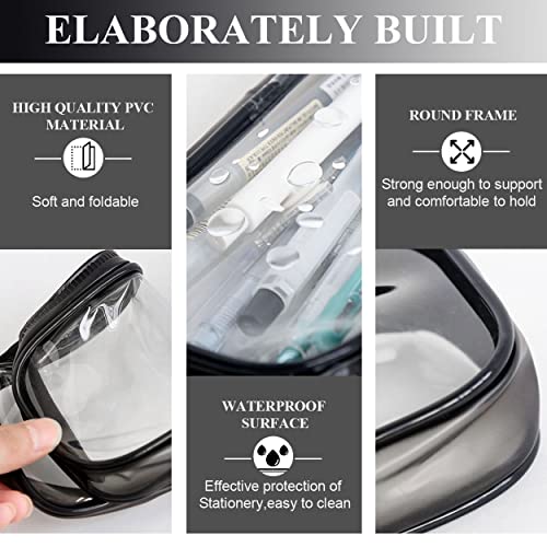 Surcotto Clear Transparent Pencil Case, 2PCS See Through, 22x4x9 cm, Black & White | Versatile Storage for Stationery, Toiletries, Makeup & Office Supplies - Image 2