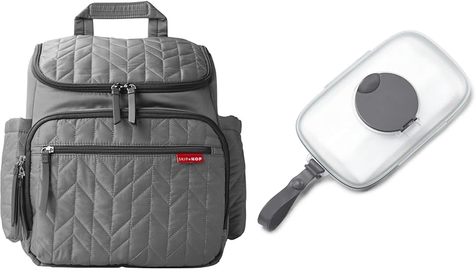 Skip Hop Diaper Bag Backpack Forma Multi-Function Baby Travel Bag with Changing Pad On-The-Go Wipes Dispenser Grab & Go