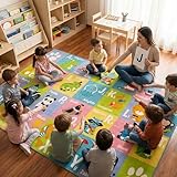 Kev & Cooper Playtime Collection ABC Alphabet Animal Educational Area Rug - 8'2