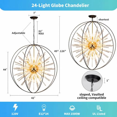 Image of Vezzio Extra Large Black and Gold Chandeliers for High Ceiling Foyer