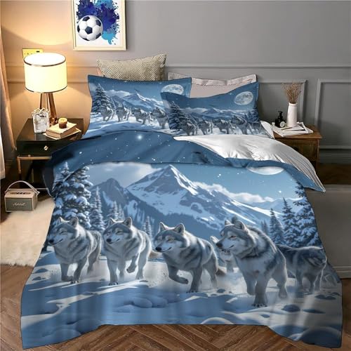 Linge de lit loup 3D de qualité supérieure en microfibre durable pour lit Super King - 6