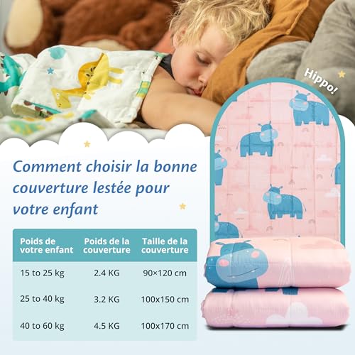 Couverture lestée enfant Ella 2,4kg 90x120cm coton