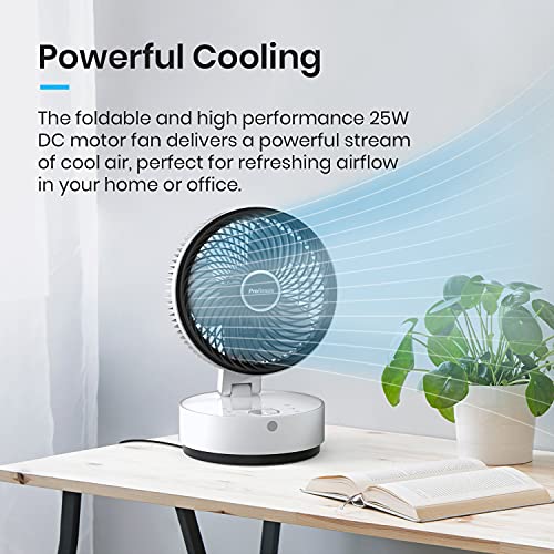 Pro Breeze Ultra Powerful Dc Air Circulator Fan - 8” Desk Fan Small Fans With Quiet Motor, 24 Speeds, 4 Operating Modes & 12 Hour Timer - Table Fan For Bedroom - White #TOP1