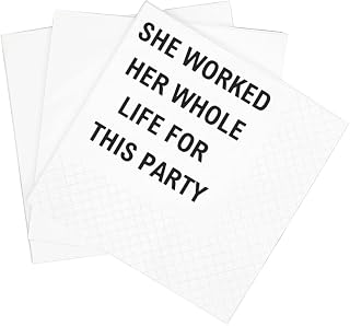 SharkBliss Funny Retirement Quotes Cocktail Napkins, 100 Pack She Worked Her Whole Life For This Party Anniversary Graduation Milestone Birthday Cocktail Napkins 2-Ply, 5x5" (Worked Her Whole Life)