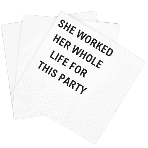 SharkBliss Funny Retirement Quotes Cocktail Napkins, 100 Pack She Worked