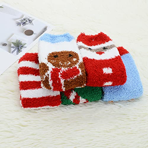 Zando Women Cozy Hospital Socks With Grips Anti Slip Grip Socks Soft Non Slip Socks Colorful Fuzzy Socks Thick Slipper Socks Cute Winter Socks Kawaii Socks Christmas Socks 5/Santa Claus One Size #TOP3