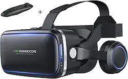 Thecoopidea Headset VR Compatível com Smartphone (3,4"-6,3") - Óculos de Realidade Virtual com Fone de Ouvido e Controlador para Jogos e Filmes - Azul