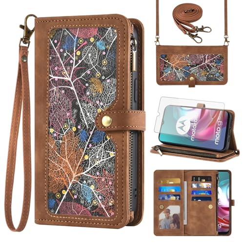 Coque Moto G30 Asuwish marron avec rangements cartes