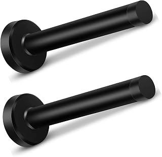 Door Stops, 6 Inch 2 Pack Black Wall Mount Door Stopper, Brushed Stainless Steel, Extra Long Doorstops with Sound Dampening Rubber Tip Bumper, Wall Door Protector