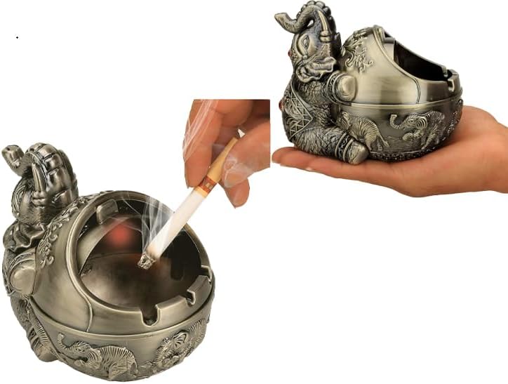 Arcanine Ashtray-Metal Elephant Ashtray-Outdoor Windproof Ashtray with Lid-Indoor Multifunctional Entertainment/Office Ashtray, Vintage Anti-Drop Ashtray,Gifts for Men and Women