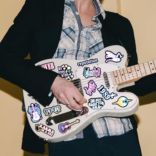 Calcomanías de música pop neón para decorar guitarras y laptops de forma resistente 6