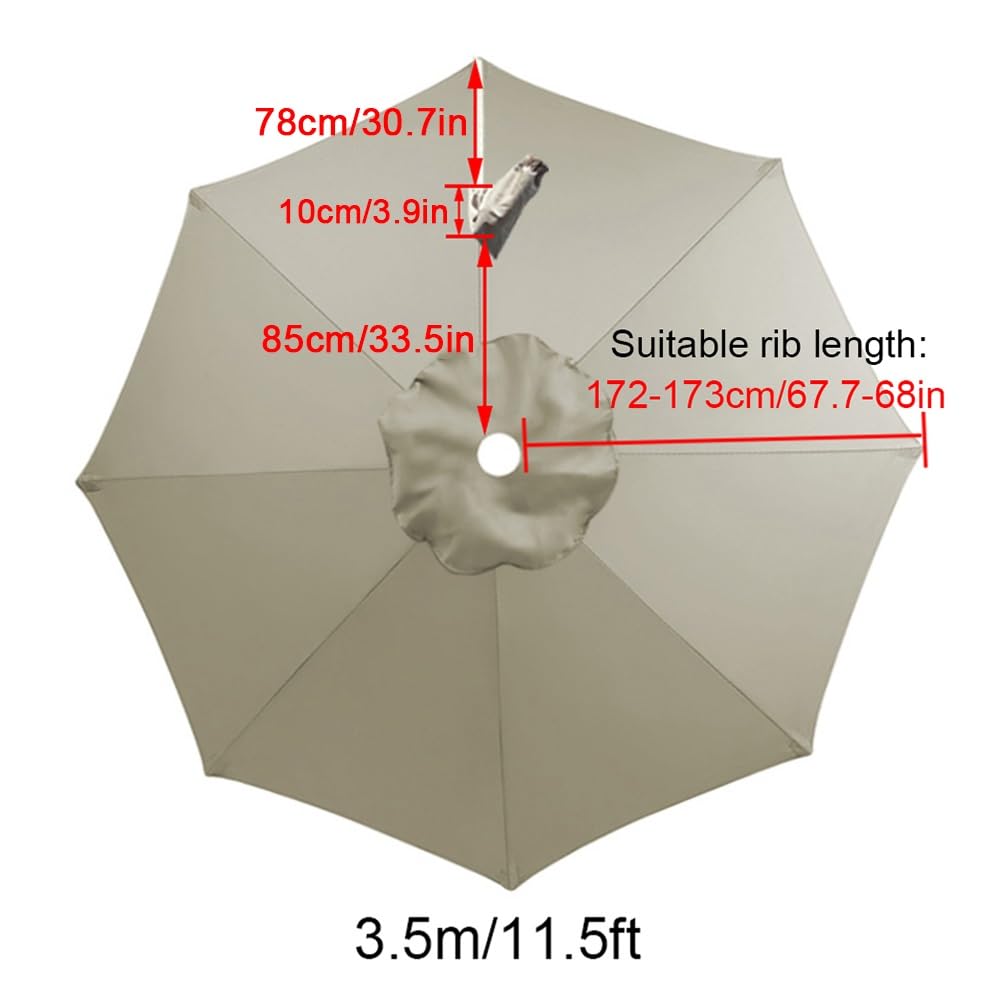 Rond Tissu De Remplacement pour Parasol Déporté Toile De Rechange pour Parasol 300cm/350cm Auvent De Rechange pour Parasol 8 Baleines(Beige,3.5m(11.5ft))