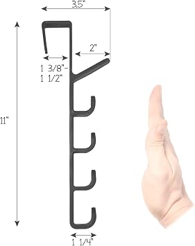 Vertical Door Hook - Over The Door 5 Link Hooks Closet Organizer, Modern Strong Long Row Rear ABS Plastic Hanger, Easy Installation, Space Saving - Hat, Coat, Tote Bags, Towels, Scarf, Utensils Rack