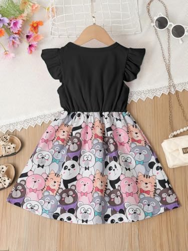 Image of Buy & Try Lycra Panda Printed Girls Frock Dress| Short Sleeve Frock for Kids.