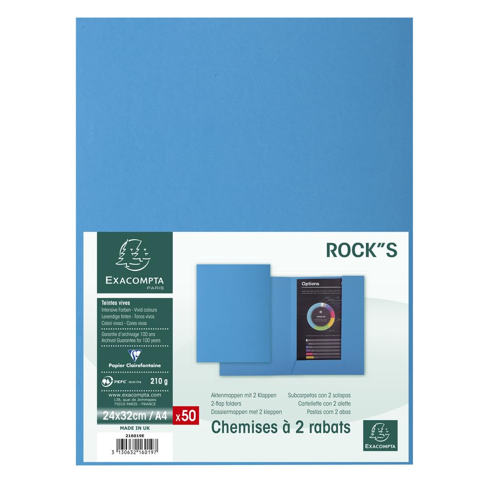 Exacompta 250 feste Mappen 2 Klappen Rock"s blau