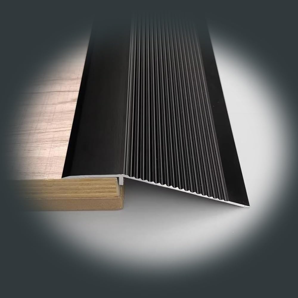 EMENAR Drinnen Bodenbelag Anti-Rutsch Türleisten Übergangsprofil Leicht Laminat Übergangsleiste Höhenausgleich 1-5cm (Color : 90CM Black)