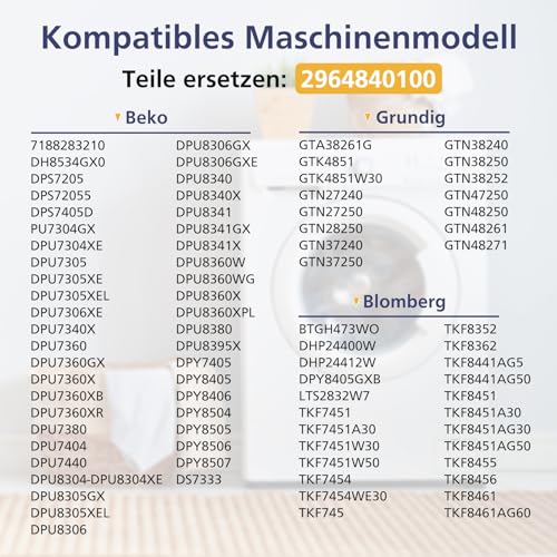 10x Trockner Filter für Beko Grundig Blomberg ElektraBregenz Wäschetrockner/Verdampfer | 242 x 155 x 12mm | Ersatzverdampfer Filterschwamm 2964840100