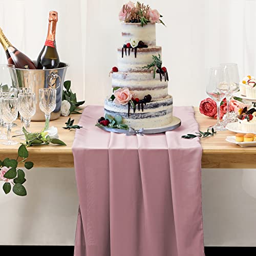 Netany 4Pcs Dusty Rose Chiffon Table Runner 29X120 Inches, Romantic Dusty Pink Sheer Fabric For Wedding Decorations, Baby Shower And Birthday Party Cake Table Decorations #TOP5