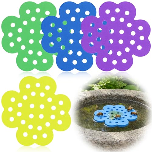 Matwsec 4 Pack Floating Bee Watering Station for Garden 5.51 Inch Eva Foam Floating Bee Island Butterfly and Bee Baths Outdoor Honeybee Feeder for Feeding Thirsty Pollinators