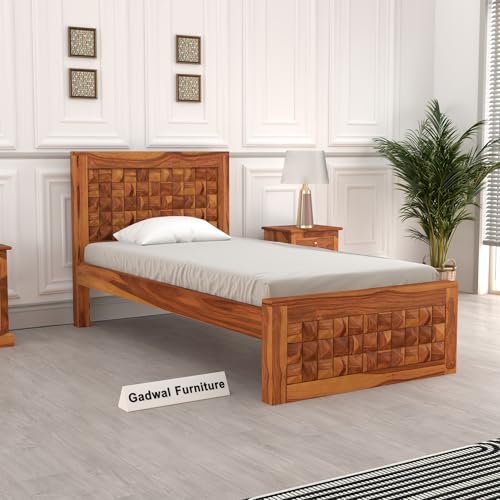 Image of Solid Sheesham Wooden Bed 6X4 Bed Single Bed Without Storage for Bedroom - Single Cot Wooden BedSingle Size for Living Room Guest Room - 12 Month Warranty (David Honey)