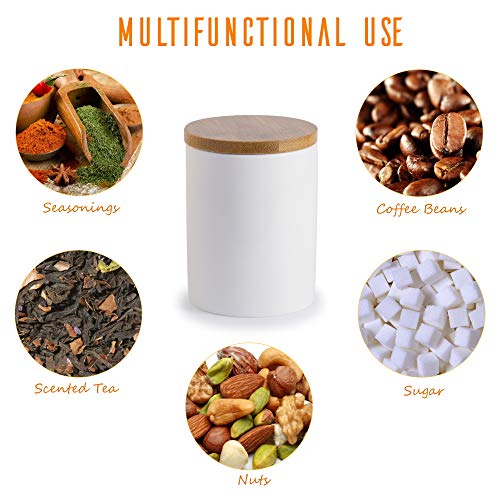 Lucky Goddness 10 Fl Oz Airtight Ceramic Sugar Bowl With Seal Bamboo Lid, Porcelain Sugar Container Food Storage Jar With Label For Coffee, Tea, Kitchen #TOP3