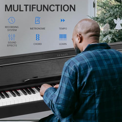 MOSEN 88 Keys Weighted Digital Piano with Furniture Stand & 3-Pedal Unit, Hammer Action Keyboard, Full-size Electric Piano Keyboard Supports USB-MIDI/Wireless Connect, MDP-110 - Thumbnail 2