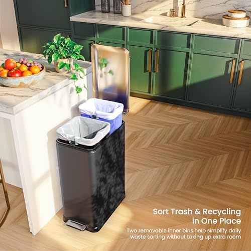 Image of Home Zone Living 13 Gallon Kitchen Trash Can with Dual Compartments