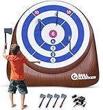 Swooc Games® - Bull Hawker™ | Giant Axe Darts (Over 6ft Tall) w/ 15+ Games | Axe Throwing Game for Backyard w/Air Pump | Outdoor Games for Adults and Family | Carnival Games | Throwing Axe Yard Games