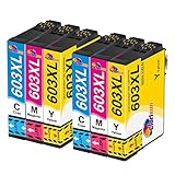 Clorisun 603XL Druckerpatronen Ersatz für Epson 603 XL Multipack Tintepatronen für Expression Home XP-3150 XP-2150 XP-4155 XP-4150 XP-3100 XP-2100 XP-4100 Workforce WF 2840 2820 2830 2810, 6er Pack