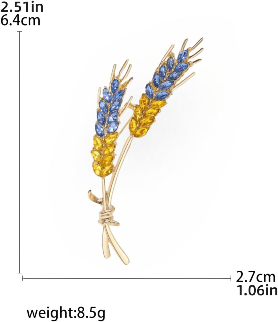 Ukrainian Flag Brooch Creative High Beauty Wheat Ear Breast Pin Simple Suit Coat Fashion Breast Flower Pin Accessories - Image 2