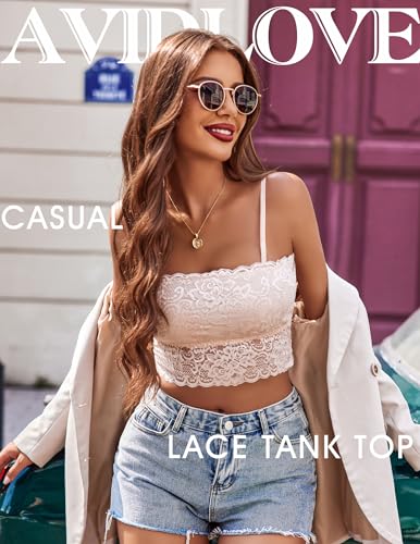 Image of Avidlove Bralettes for Women Lace Spaghetti Strap Tank Top Tube Slim Basic Camisole