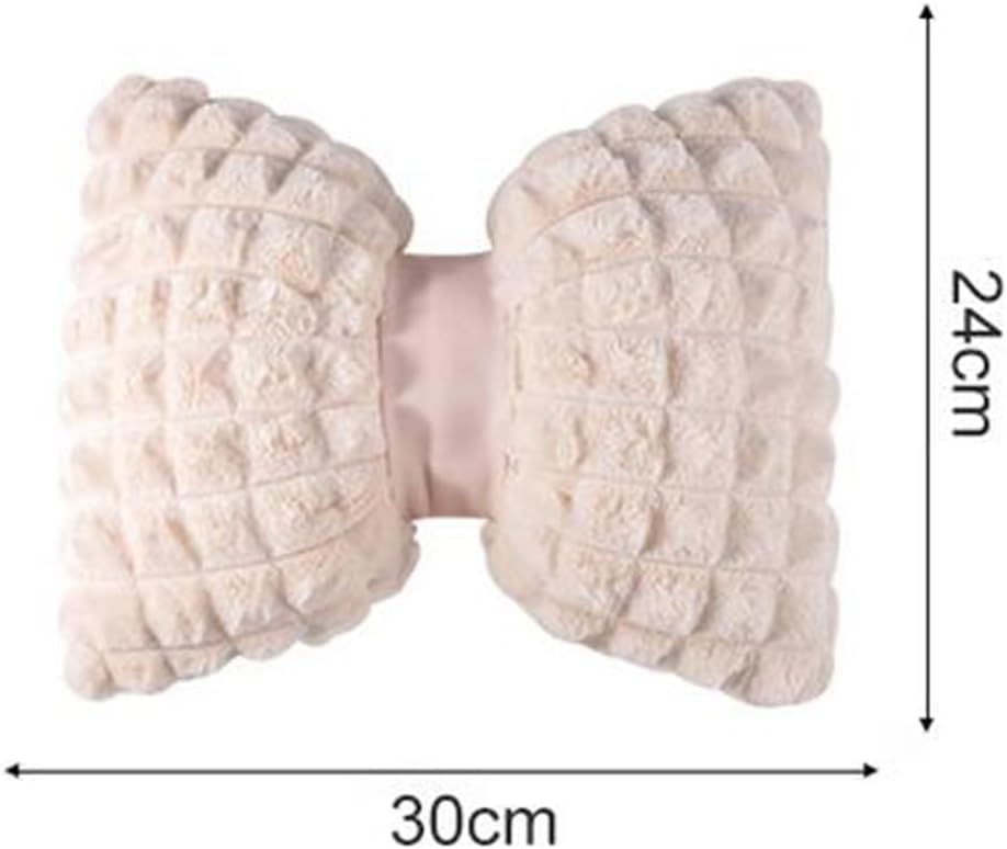 Cute Plush Car Headrest Pillow Soft Decorative Auto Neck Pillow Bow Tie Car Headrest Cushion Throw Pillow (30×24CM/11.8"×9.45", Pink)