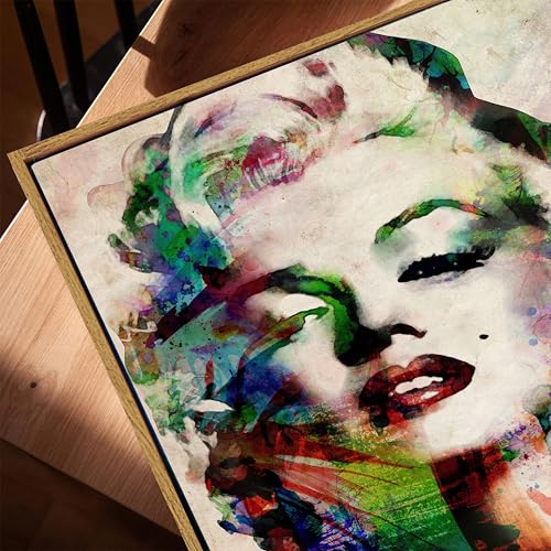 Image of Modern Pop Art Woman Portrait Framed Canvas Painting For Living Room | Abstract Graffiti Female Face Wall Art For Livingroom Wall Decor, Home Decor, Bedroom, Hallway's, Office, Hotel - 43x58 cm