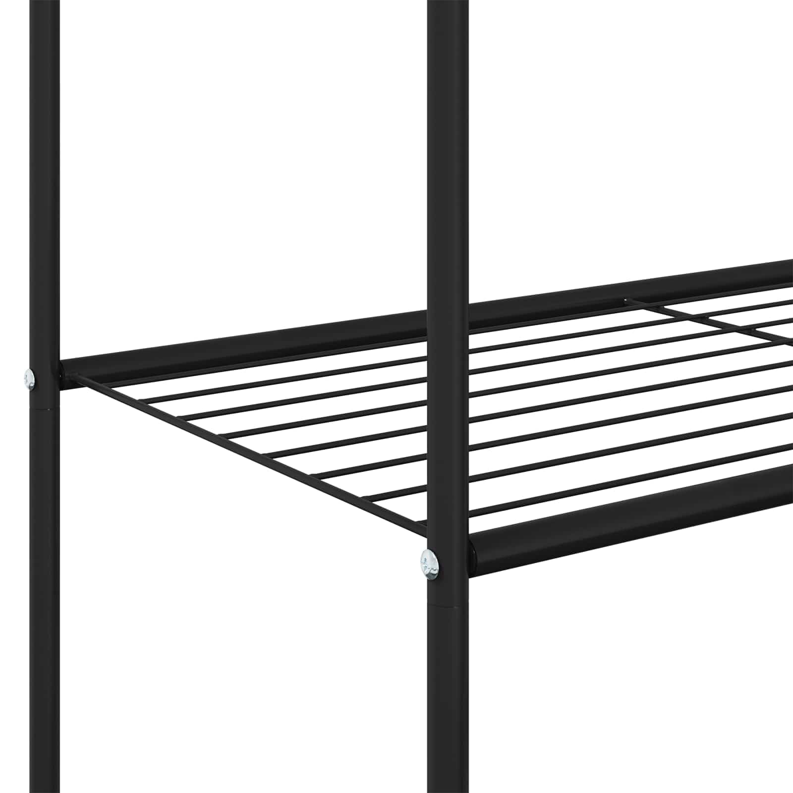 Kleiderständer mit Regal und Rollen Schwarz 80 x 53 x 156 cm Metall Garderobenständer mit Ablage für Flur Schlafzimmer und Ankleidezimmer platzsparend Organizer modern