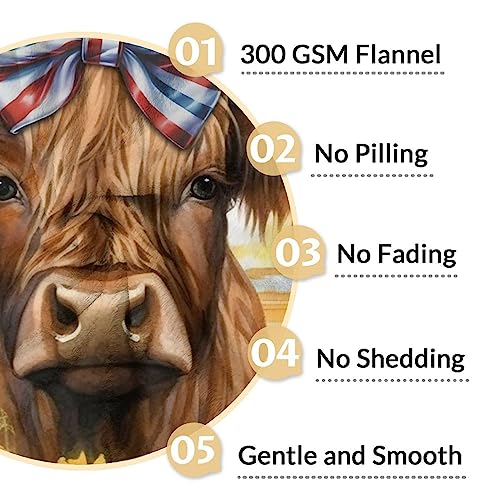 Mercuryelf Custom Highland Cow Throw Blanket - Soft, Fuzzy & Warm - 40x50 Inches Flannel Blankets for Travel, Office - Colorful Rustic Throws Gift for Girls, Boys