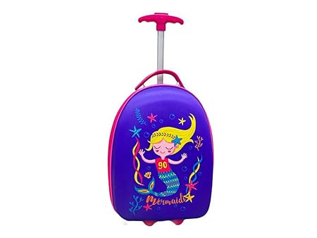 Tiyahi Hard Canvas Luggage Trolley Bag for Teens - Backpack for Kids Boys and Girls, Cartoon Travel Bag Suitcase (Mermaid)