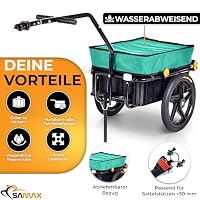 SAMAX Transportanhänger 70 Liter / 60 Kg Fahrradanhänger Lastenanhänger mit Kupplung Fahrrad Anhänger Handwagen mit Kunststoffwanne in Grün – Ansicht 3