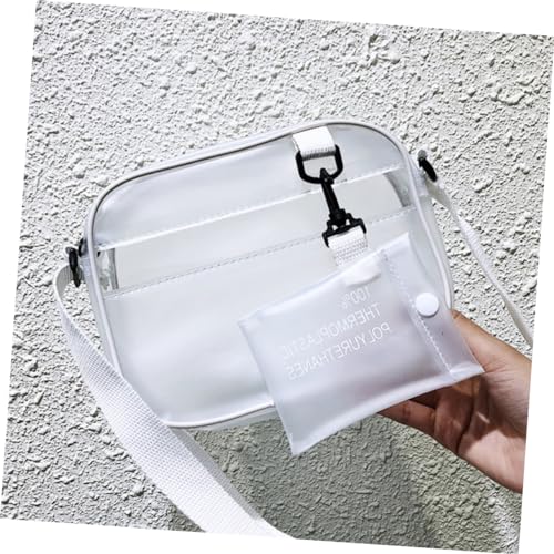 CLISPEED Casual Transparent Frosted Plastic Crossbody Bag for Women Lightweight Shoulder Handbag with Mini Pendant for Outdoor Shopping Travel Daily Use Elegant Design2