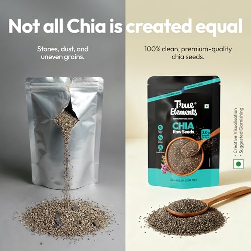 Image of True Elements Chia Seeds 1 kg- Non-GMO and Fibre Rich Seeds | Omega-3 rich Seeds for Eating | Healthy Snacks | Best for Weight Management