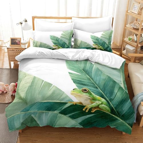 Parure de lit anti-plis effet 3D grenouille pour un sommeil doux