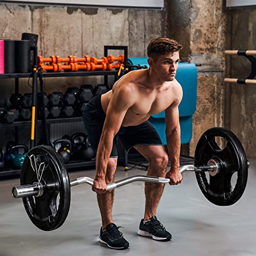 SPORTNOW Set de 2 disques d'haltères, Tri-Grip 2 x 15 KG disques Olympiques caoutchoutés, disques de Poids protégeant Le Sol avec perçage de 5 cm, Trois poignées, pour haltérophilie, Musculation – Image 3