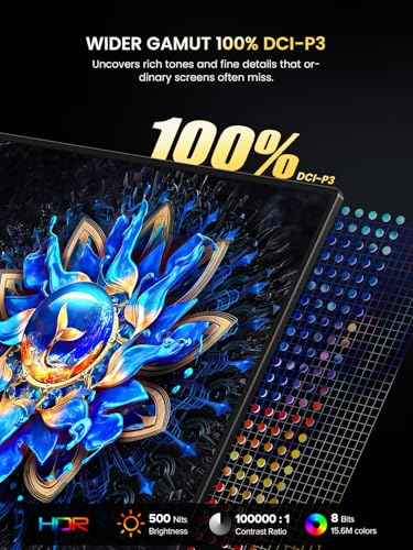 UPERFECT 4K OLED Portable Monitor 13.3 UHD 3840x2160 Tragbarer Monitor | 100000:1 | 500Nits | 100% DCI-P3 | 1ms Response | Ultra-Slim Aluminum Design, Travel Monitor for PC Phone Game Console